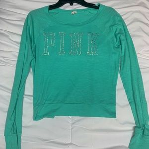 Pink long sleeve crop top
